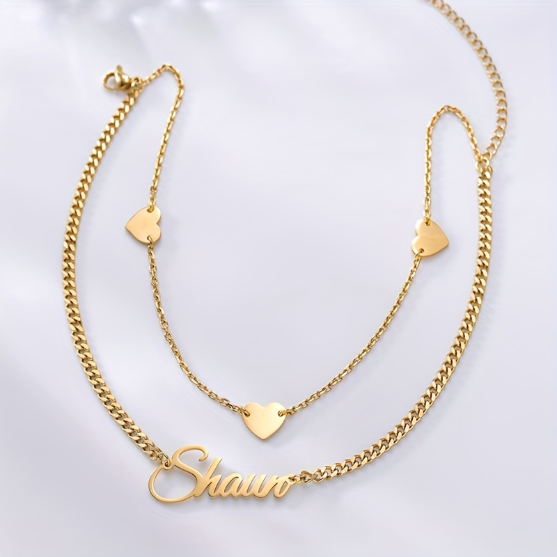 Personalized Double Chain Name Bracelet for Women & Men, Custom Engraved